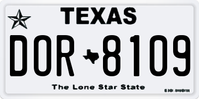 TX license plate DOR8109