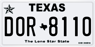 TX license plate DOR8110