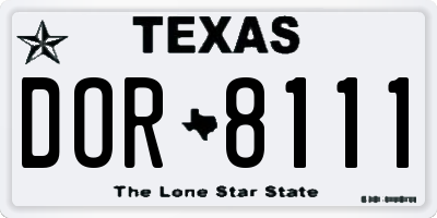 TX license plate DOR8111