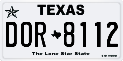 TX license plate DOR8112