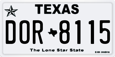 TX license plate DOR8115