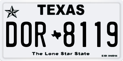 TX license plate DOR8119