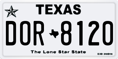 TX license plate DOR8120