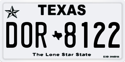 TX license plate DOR8122