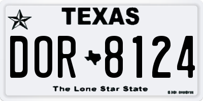 TX license plate DOR8124