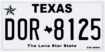 TX license plate DOR8125