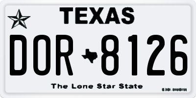 TX license plate DOR8126
