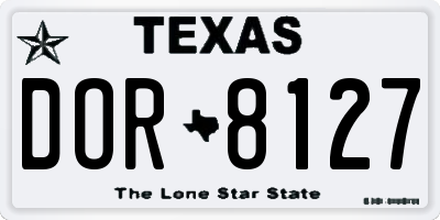 TX license plate DOR8127
