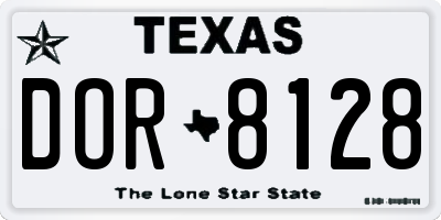 TX license plate DOR8128