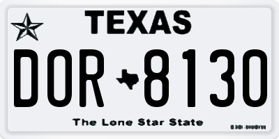 TX license plate DOR8130
