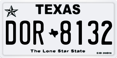 TX license plate DOR8132