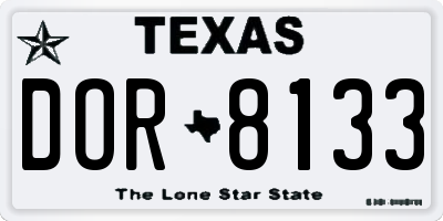 TX license plate DOR8133