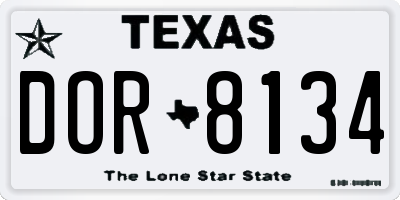 TX license plate DOR8134