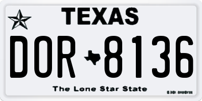 TX license plate DOR8136