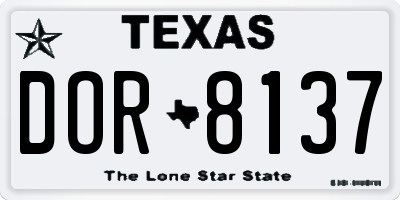 TX license plate DOR8137