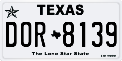 TX license plate DOR8139