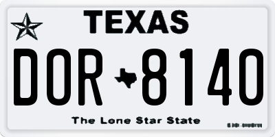 TX license plate DOR8140