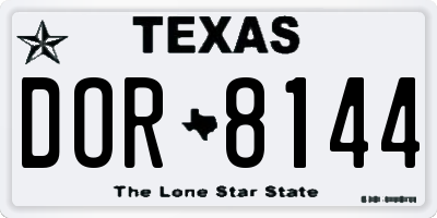 TX license plate DOR8144