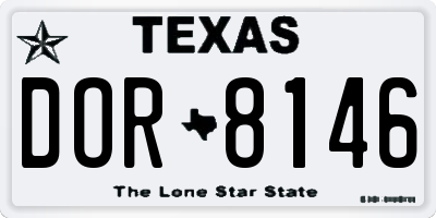 TX license plate DOR8146