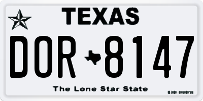 TX license plate DOR8147