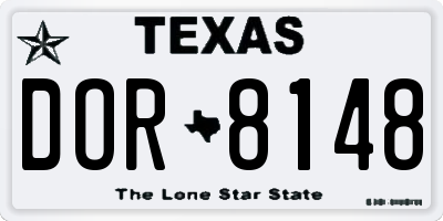 TX license plate DOR8148