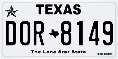 TX license plate DOR8149