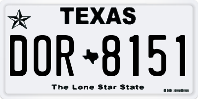 TX license plate DOR8151