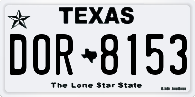 TX license plate DOR8153