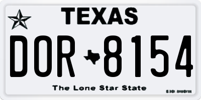 TX license plate DOR8154