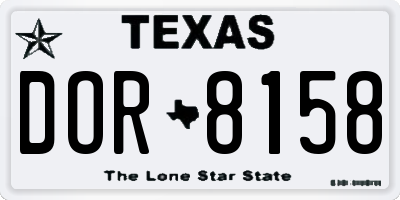 TX license plate DOR8158