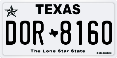 TX license plate DOR8160