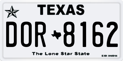 TX license plate DOR8162