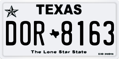 TX license plate DOR8163