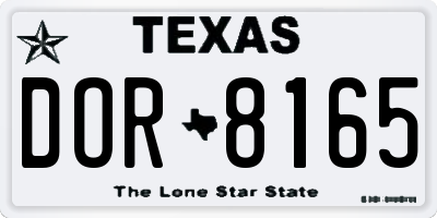 TX license plate DOR8165