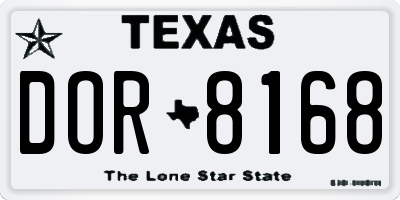 TX license plate DOR8168