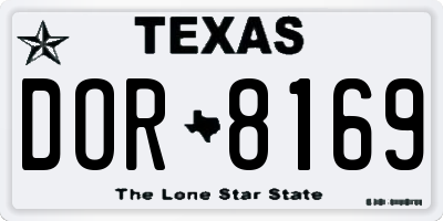 TX license plate DOR8169