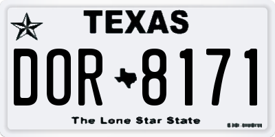 TX license plate DOR8171
