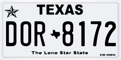 TX license plate DOR8172