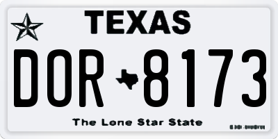 TX license plate DOR8173