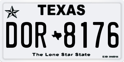 TX license plate DOR8176