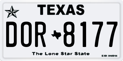TX license plate DOR8177