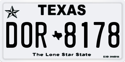 TX license plate DOR8178