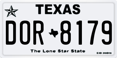TX license plate DOR8179