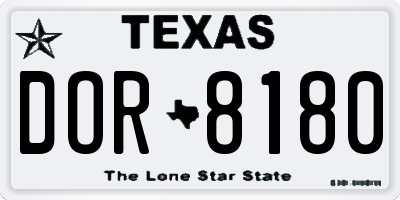 TX license plate DOR8180
