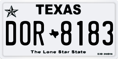TX license plate DOR8183