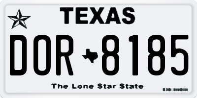 TX license plate DOR8185