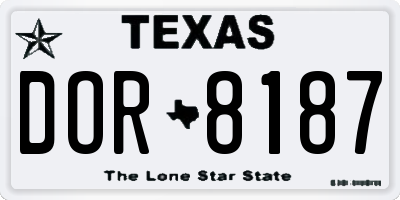 TX license plate DOR8187