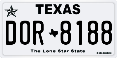 TX license plate DOR8188