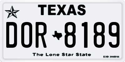 TX license plate DOR8189