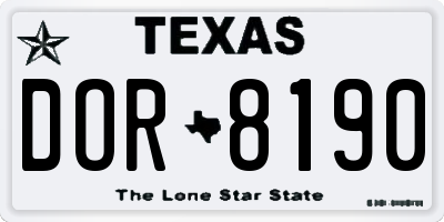 TX license plate DOR8190